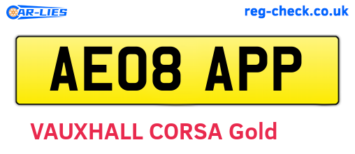 AE08APP are the vehicle registration plates.