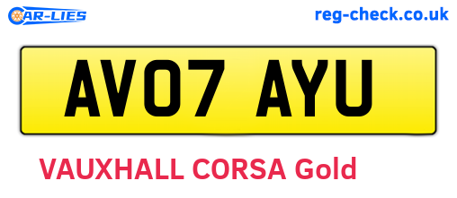 AV07AYU are the vehicle registration plates.