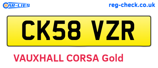 CK58VZR are the vehicle registration plates.