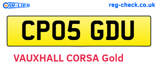 CP05GDU are the vehicle registration plates.