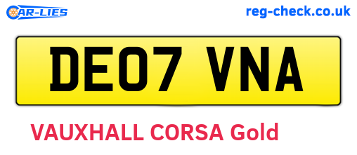 DE07VNA are the vehicle registration plates.