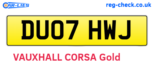 DU07HWJ are the vehicle registration plates.