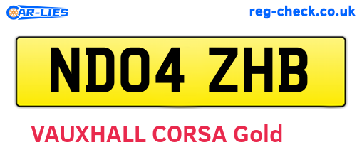 ND04ZHB are the vehicle registration plates.