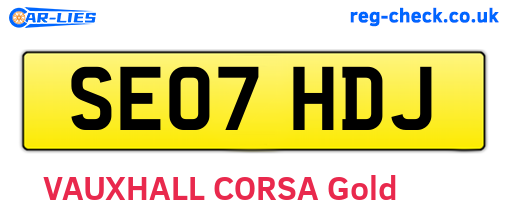 SE07HDJ are the vehicle registration plates.