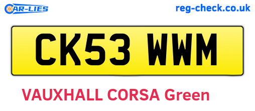 CK53WWM are the vehicle registration plates.