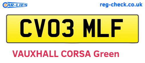 CV03MLF are the vehicle registration plates.