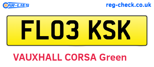 FL03KSK are the vehicle registration plates.