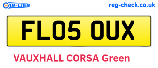 FL05OUX are the vehicle registration plates.