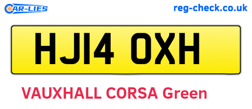 HJ14OXH are the vehicle registration plates.