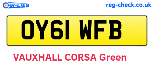 OY61WFB are the vehicle registration plates.