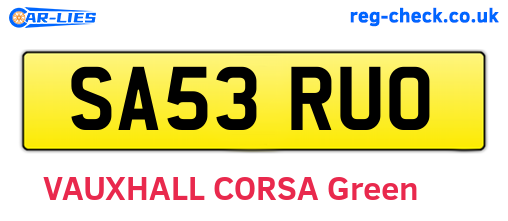 SA53RUO are the vehicle registration plates.