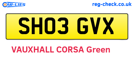 SH03GVX are the vehicle registration plates.