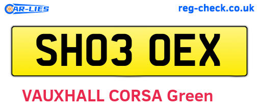 SH03OEX are the vehicle registration plates.