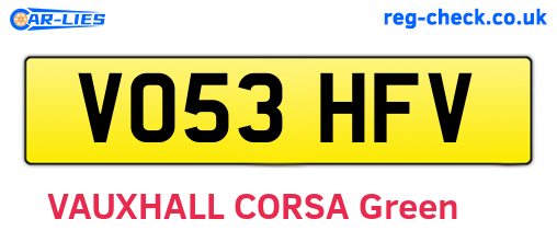 VO53HFV are the vehicle registration plates.