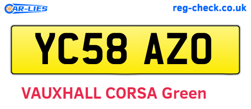 YC58AZO are the vehicle registration plates.