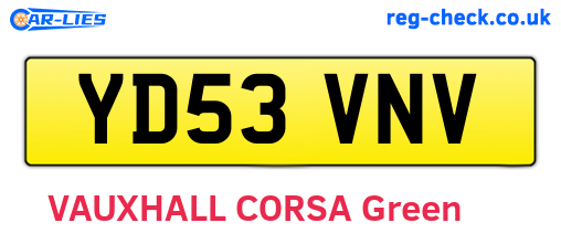 YD53VNV are the vehicle registration plates.