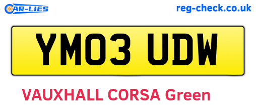 YM03UDW are the vehicle registration plates.