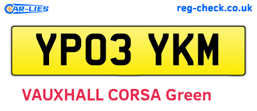 YP03YKM are the vehicle registration plates.