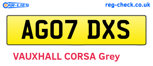 AG07DXS are the vehicle registration plates.