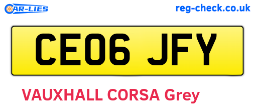CE06JFY are the vehicle registration plates.