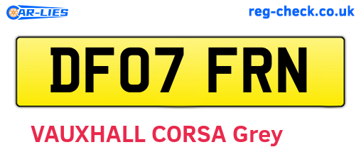 DF07FRN are the vehicle registration plates.