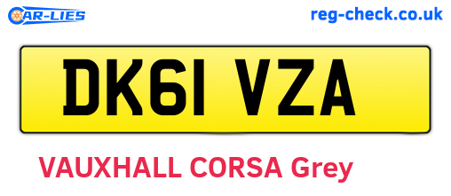 DK61VZA are the vehicle registration plates.