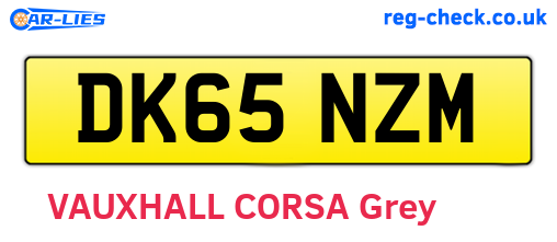 DK65NZM are the vehicle registration plates.