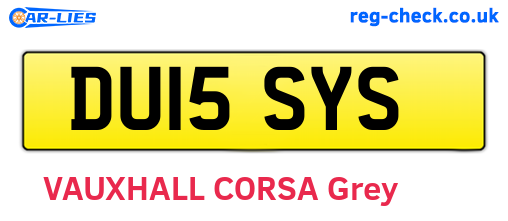 DU15SYS are the vehicle registration plates.