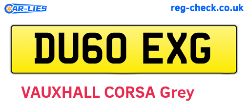 DU60EXG are the vehicle registration plates.