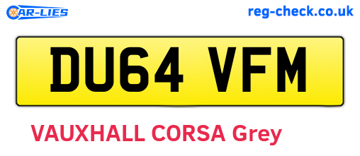 DU64VFM are the vehicle registration plates.