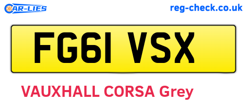 FG61VSX are the vehicle registration plates.