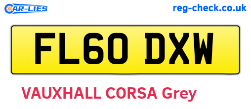 FL60DXW are the vehicle registration plates.