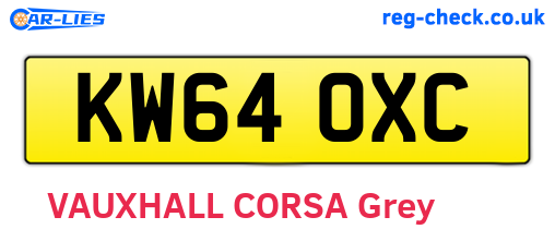 KW64OXC are the vehicle registration plates.