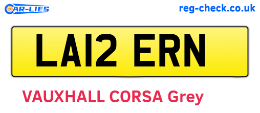 LA12ERN are the vehicle registration plates.
