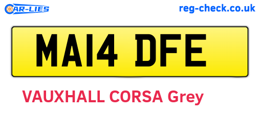 MA14DFE are the vehicle registration plates.