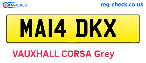 MA14DKX are the vehicle registration plates.