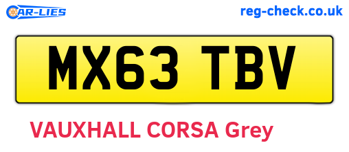 MX63TBV are the vehicle registration plates.