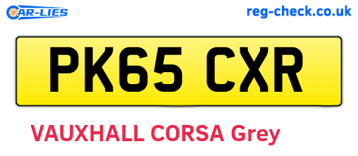 PK65CXR are the vehicle registration plates.