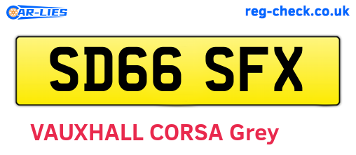 SD66SFX are the vehicle registration plates.