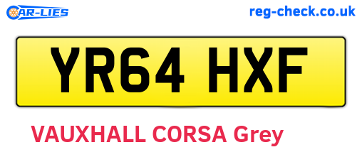 YR64HXF are the vehicle registration plates.