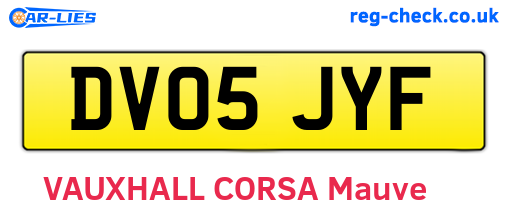 DV05JYF are the vehicle registration plates.
