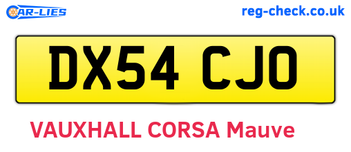 DX54CJO are the vehicle registration plates.
