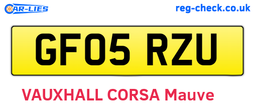 GF05RZU are the vehicle registration plates.