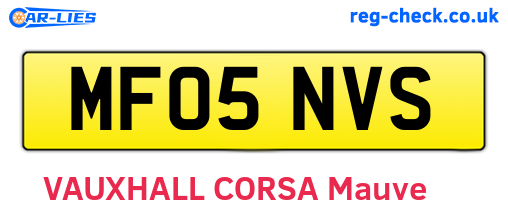 MF05NVS are the vehicle registration plates.