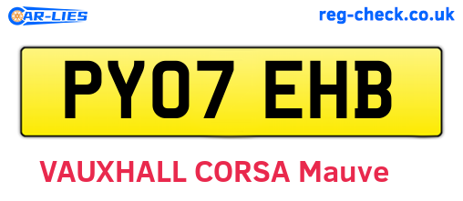 PY07EHB are the vehicle registration plates.