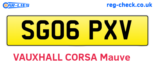 SG06PXV are the vehicle registration plates.