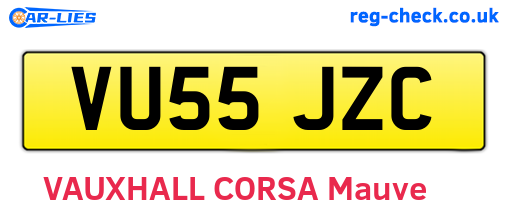 VU55JZC are the vehicle registration plates.