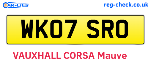 WK07SRO are the vehicle registration plates.
