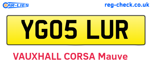 YG05LUR are the vehicle registration plates.
