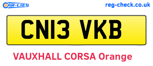 CN13VKB are the vehicle registration plates.